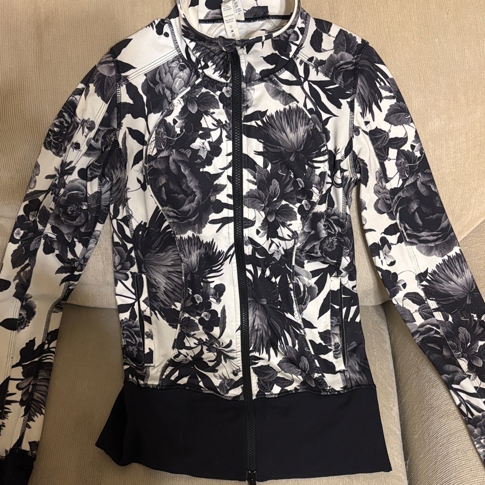 lululemon athletica Black and White Floral Bomber Jacket